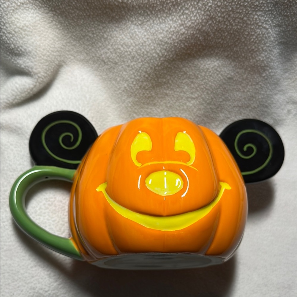 Disney Orange Yellow and Green Mickey Halloween Pumpkin Mug